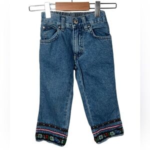 Xhilaration Kids Blue Jeans with Colorful Floral Cuff Fringe 2T Girls